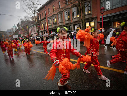 Children perform during the parade to celebrate the lunar new year at