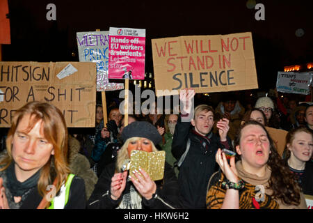 Bristol, UK. 30th Jan, 2017. Bristol Protesters turned out in their thousands to make a statement about Donald Trump Muslim Ban and State Visit to Britain. Tonight's protest will open by a speech from Bristol Mayor Marvin Rees in front of City Hall on College Green. Mandatory By/Line, Robert Timoney/AlamyLiveNews Stock Photo