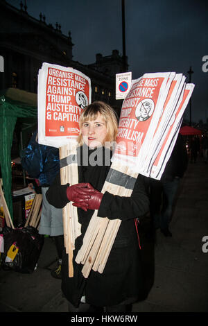 London, UK. 30th January, 2017. Thousands of protesters gathered outside Downing Street to protest against the Muslim travel ban imposed by US President Donald Trump. Credit: amer ghazzal/Alamy Live News Stock Photo