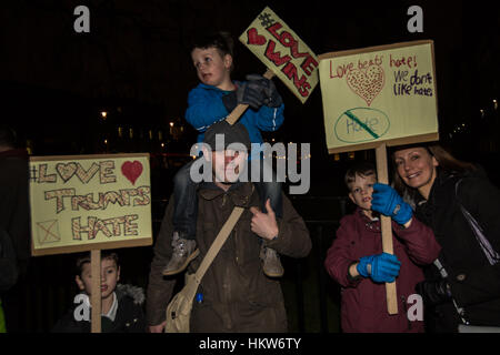 London, UK. 30th Jan, 2017. Thousands demonstrated on Whitehall, outside of Downing Street, to protest against Donald Trumps new immigration policies and calling on Theresa May to speak up against it. Credit: David Rowe/Alamy Live News Stock Photo