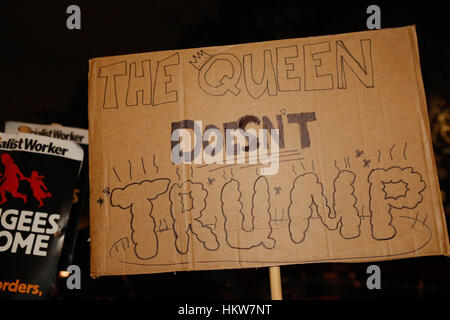 London, UK. 30th January, 2017. Demonstration opposing US President Trump's immigration policies outside Downing Street in London. Credit: Brian Southam/Alamy Live News Stock Photo