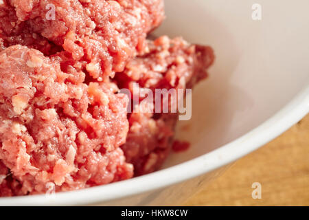 ground organic, grass-fed beef, called "mince" in British English Stock Photo