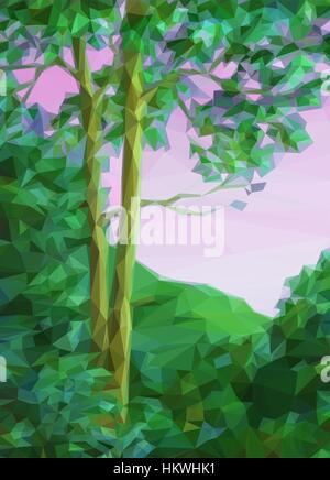 Landscape, Green Trees Stock Vector