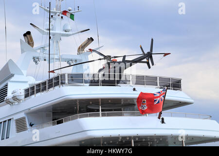 Luxury mega helicopter superyacht Samar, IMO 1008190 Stock Photo