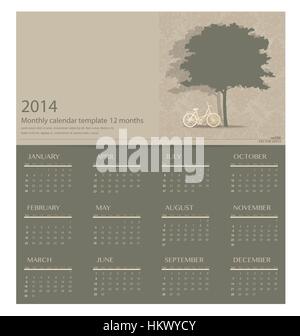 2014 calendar. Vector illustration. Stock Vector