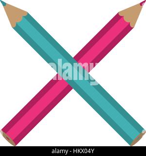 silhouette with crossed colored pencils vector illustration Stock Vector