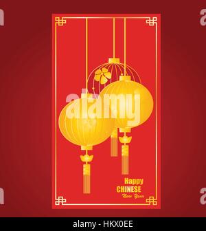Chinese New Year red envelope flat icon. Vector illustration. Red packet  with gold dog and lanterns Stock Vector Image & Art - Alamy