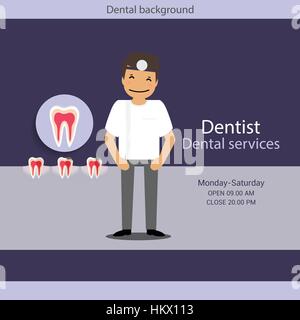 Medical dental background design. Dentist with teeth. Vector illustration. Stock Vector
