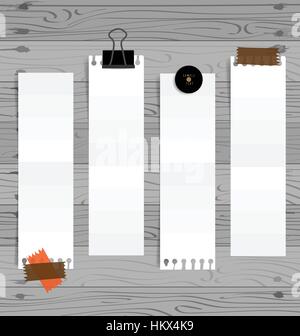 Collection of various white note papers, ready for your message. Vector illustration. Stock Vector