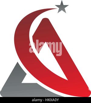 Triangle Swoosh Star Letter A Stock Vector