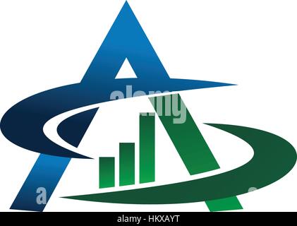 Triangle Swoosh Star Letter A Stock Vector