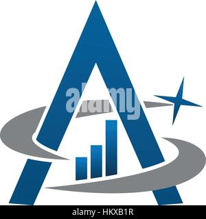 Triangle Swoosh Star Letter A Stock Vector