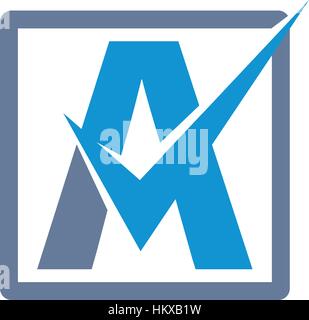 Letter A Check Mark Logo Stock Vector