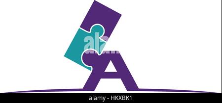 Letter A Jigsaw Checklist Stock Vector