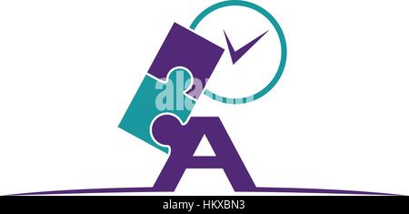 Letter A Jigsaw Checklist Stock Vector