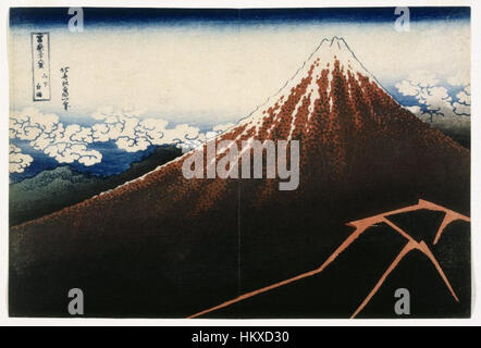 Katsushika Hokusai. Shower Below the Summit (Sanka hakuu), from