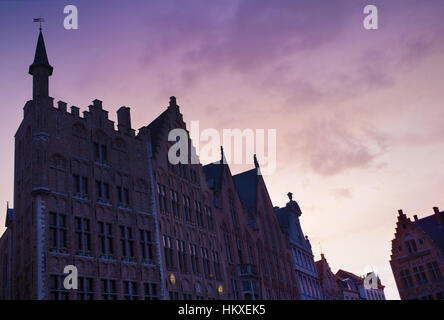 Burg square with the City Hall on synset, Bruges, Belgium Stock Photo