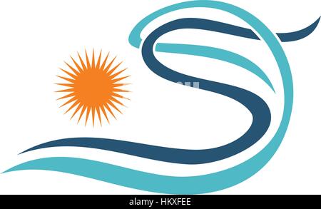 Letter D S Wave Sun Stock Vector