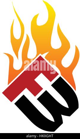 Letter FW Fire Stock Vector