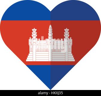 Vector image of the Cambodia heart flag Stock Vector