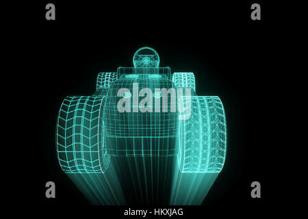 Racing Go Kart Hologram Wireframe. Nice 3D Rendering Stock Photo