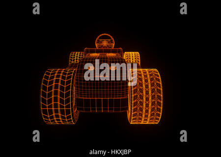 Racing Go Kart Hologram Wireframe. Nice 3D Rendering Stock Photo