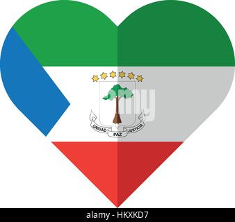 Vector image of the Equatorial Guinea heart flag Stock Vector