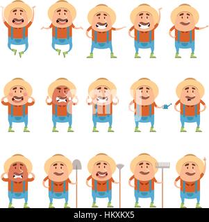 Vector imfge of the Set of flat farmer icons Stock Vector