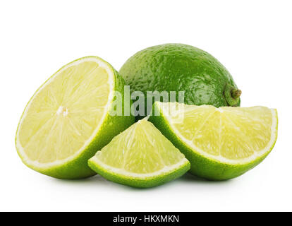 Whole and sliced lime Stock Photo