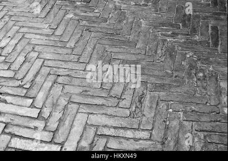 texture of wet streets lined with stone bricks Stock Photo