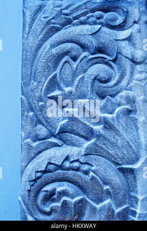 blue plaster mural on a wall background Stock Photo