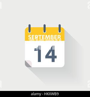 14 september calendar icon on grey background Stock Vector