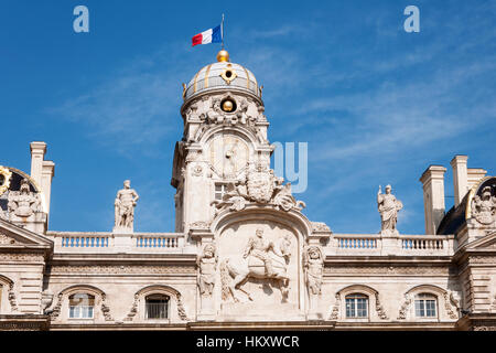 LYON, FRANCE - MAY 19: The roof of City Hall on Place des Terreaux. UNESCO World Heritage