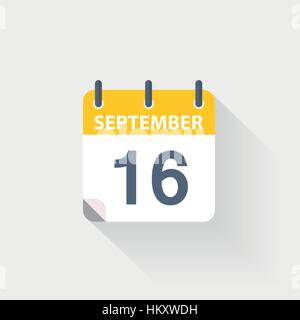 16 september calendar icon on grey background Stock Vector