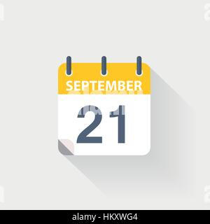21 september calendar icon on grey background Stock Vector