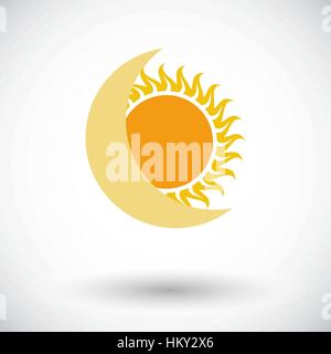 Solar eclipse. Single flat icon on white background. Vector illustration. Stock Vector