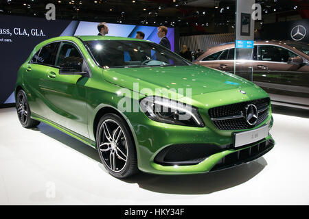 BRUSSELS - JAN 12, 2016: Mercedes-Benz A160 on display at the Brussels Motor Show. Stock Photo