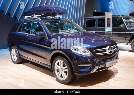 BRUSSELS - JAN 12, 2016: New 2016 Mercedes-Benz GLE 250d on display at the Brussels Motor Show. Stock Photo