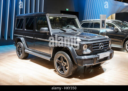 BRUSSELS - JAN 12, 2016: New 2016 Mercedes-Benz G 350d on display at the Brussels Motor Show. Stock Photo