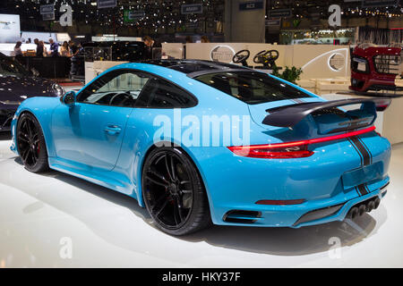 GENEVA, SWITZERLAND - MARCH 1, 2016: TechArt Porsche 911 Carrera shown at the 86th International Geneva Motor Show in Palexpo, Geneva. Stock Photo