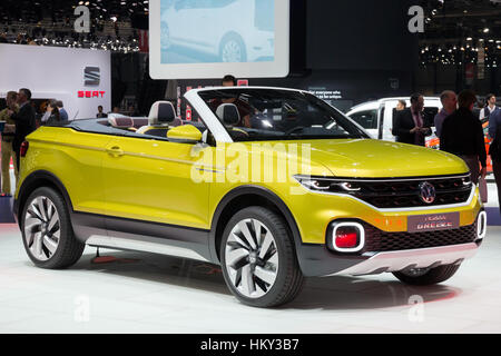 GENEVA, SWITZERLAND - MARCH 1, 2016: Volkswagen T-Cross Breeze cconvertible crossover debuts at the 86th International Geneva  Motor Show in Palexpo,  Stock Photo