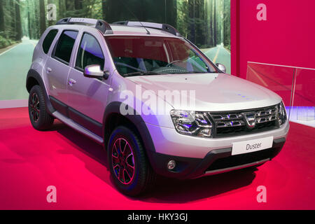 GENEVA, SWITZERLAND - MARCH 1, 2016: Dacia Duster TCE shown at the 86th International Geneva  Motor Show in Palexpo, Geneva. Stock Photo