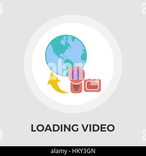 Upload video icon vector. Flat icon isolated on the white background. Editable EPS file. Vector illustration. Stock Vector