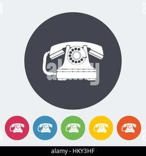 Vintage phone. Single flat icon on the circle. Vector illustration. Stock Vector