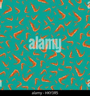 Cooked Red Shrimps Seamless Pattern Stock Vector