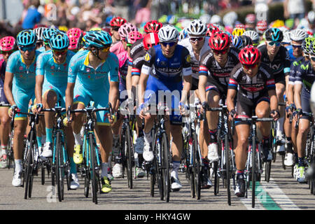 Cyclists during the second stage of Giro d'Italia 2016 in Wijchen, The Netherlands Stock Photo