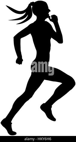 speed running muscular athlete runner black silhouette Stock Photo