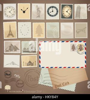 Vintage envelope designs with postage stamp. Vector illustration Stock ...