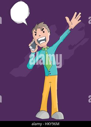 Angry businessman yelling on the phone Stock Vector