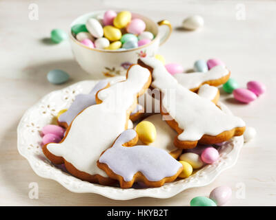 Easter cookies and almond candy Stock Photo